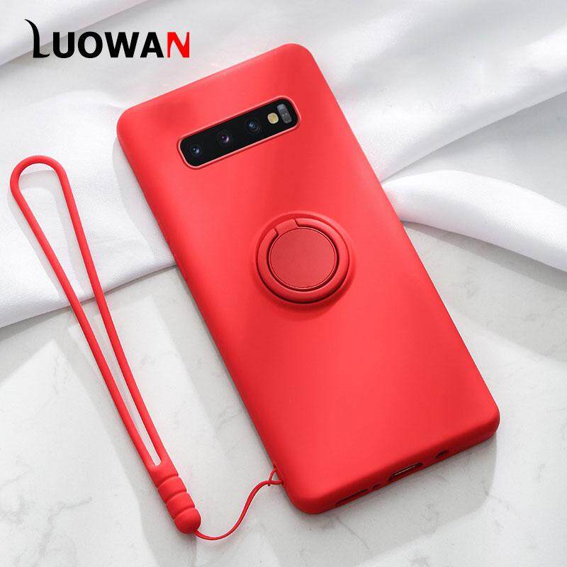 LUOWAN Ốp Lưng Cho Samsung Galaxy Note 20 S23 S22 S21 S20 Ultra S10 S9 S8 Plus Note 9 Note 10 Plus S10E Ốp Lưng Silicon Lỏng Bền Chân Chống Sốc Có Vòng Và Chức Năng Nam Châm Cho Giá Đỡ Xe Hơi