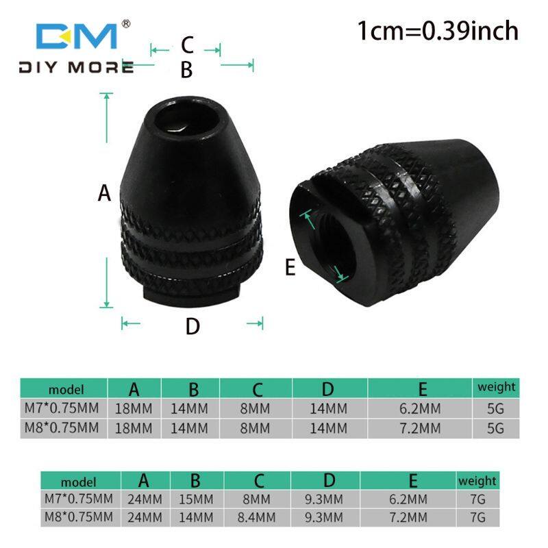 diymore 2 Cái Mâm Cặp Khoan Không Chìa M7/M8 Đa Năng Mini Cho Dụng Cụ Xoay Mâm Cặp Khoan Ba Hàm Thay Đổi Nhanh M8x0, 75
