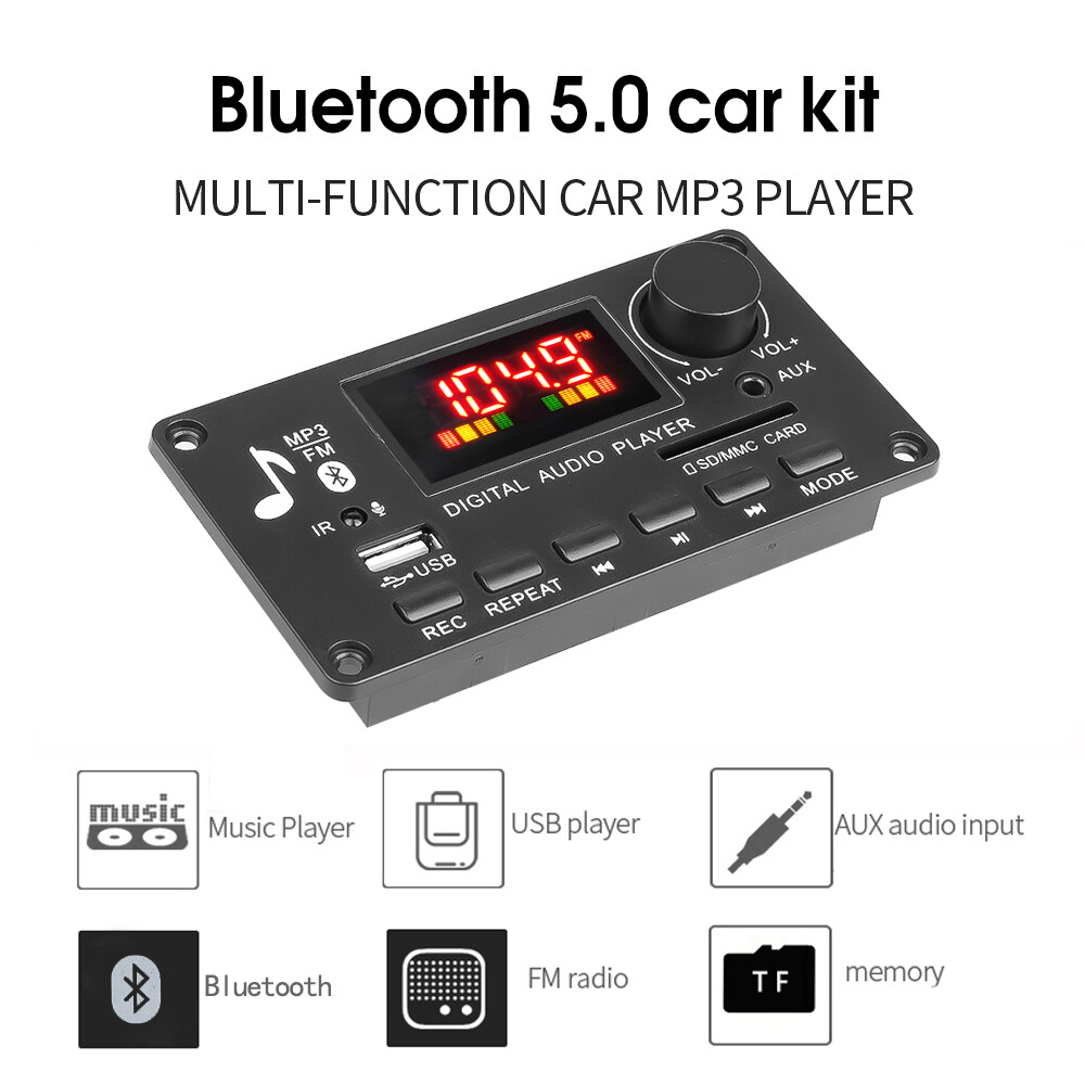 BOKEWU 40/80W Amplifier Bluetooth 5.0 Decoder Board 12V Wireless Handsfree MP3 Player Support FM TF USB AUX