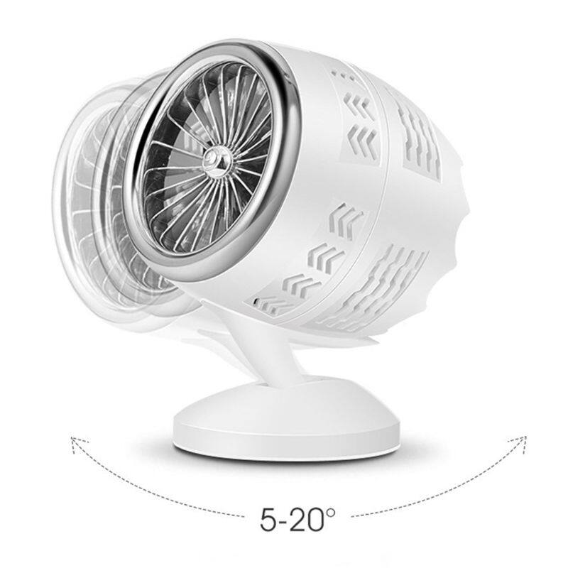 Double-blade Turbine Table Tiny Round Fan Quiet Operation Adjustable Tilt 5-20 ° Rotating USB Rechargeable Household