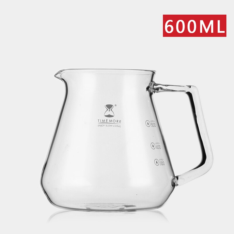Timemore glass coffee server glass coffee sha pot coffee pot a water level display mark 360ml / 600ml