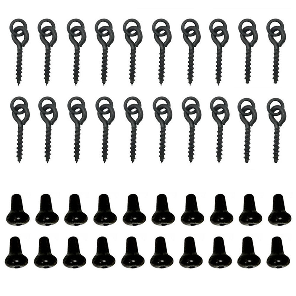 Honrane 20Pcs Carp Rig Ring Stops with 20Pcs Boilie Bait Screw Fishing Accessories Kit