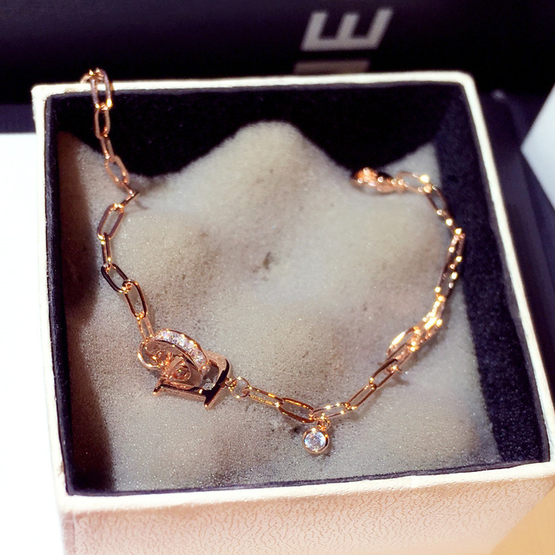 Yuki's New Fashion Korean Charm Bracelets For Women Super Flash  Letter Bracelets Rose Gold Color Jewelry gift