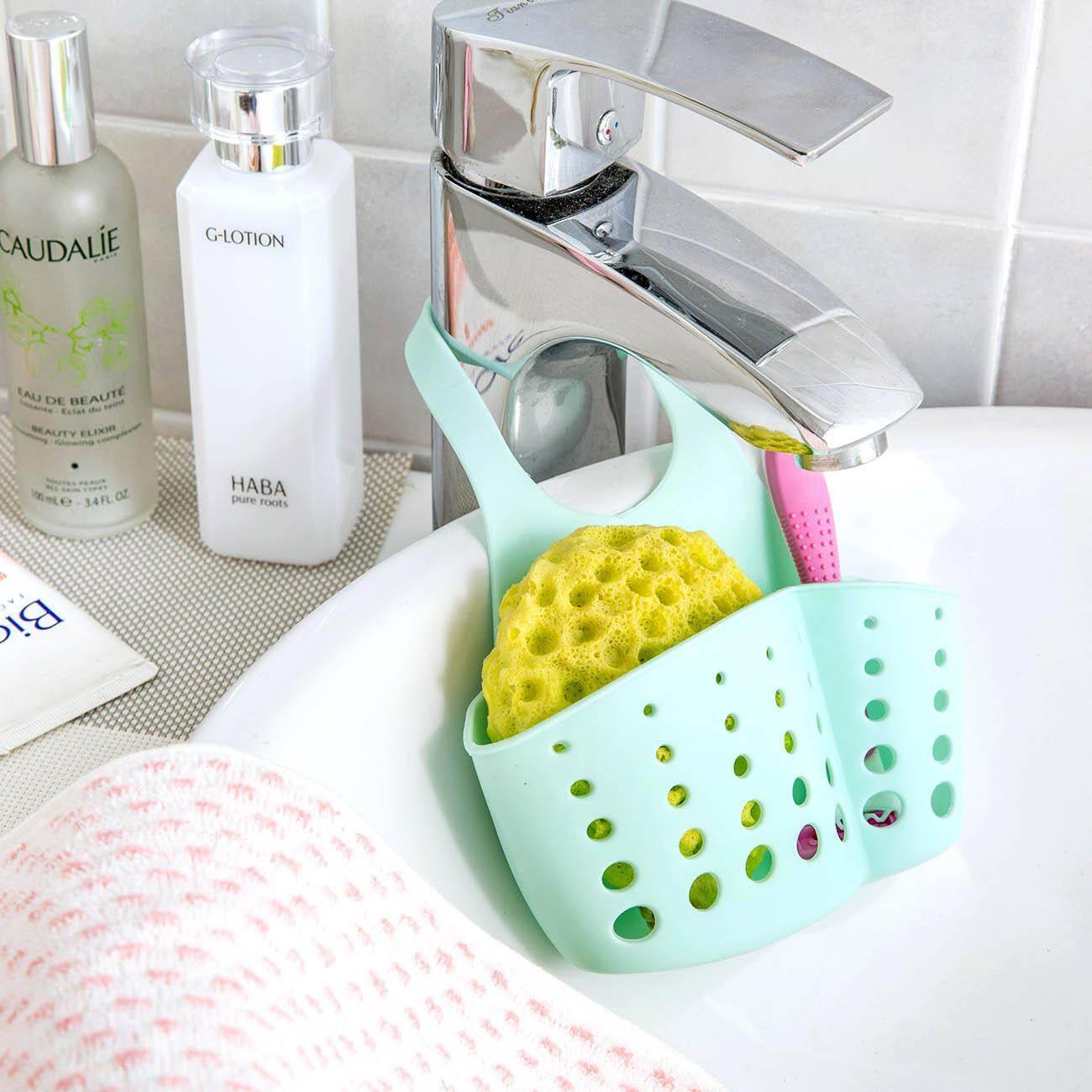 CNMF Sink Drain Basket Hanging Storage Rack Sponge Brush Holder
