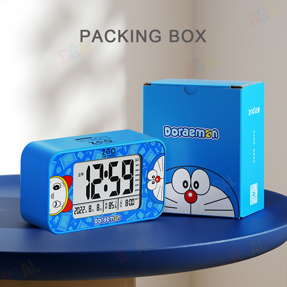 100% Authentic Doraemon Digital Clock Alarm Clock Rechargeable with Night Light Kids Clock Anti-fall Temperature display USB charging Support Wireless/Wired Use 0125