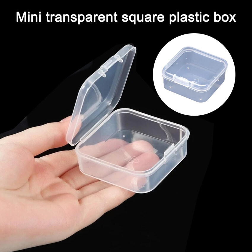 【Ready stock】Mini transparent square plastic box jewelry storage box
