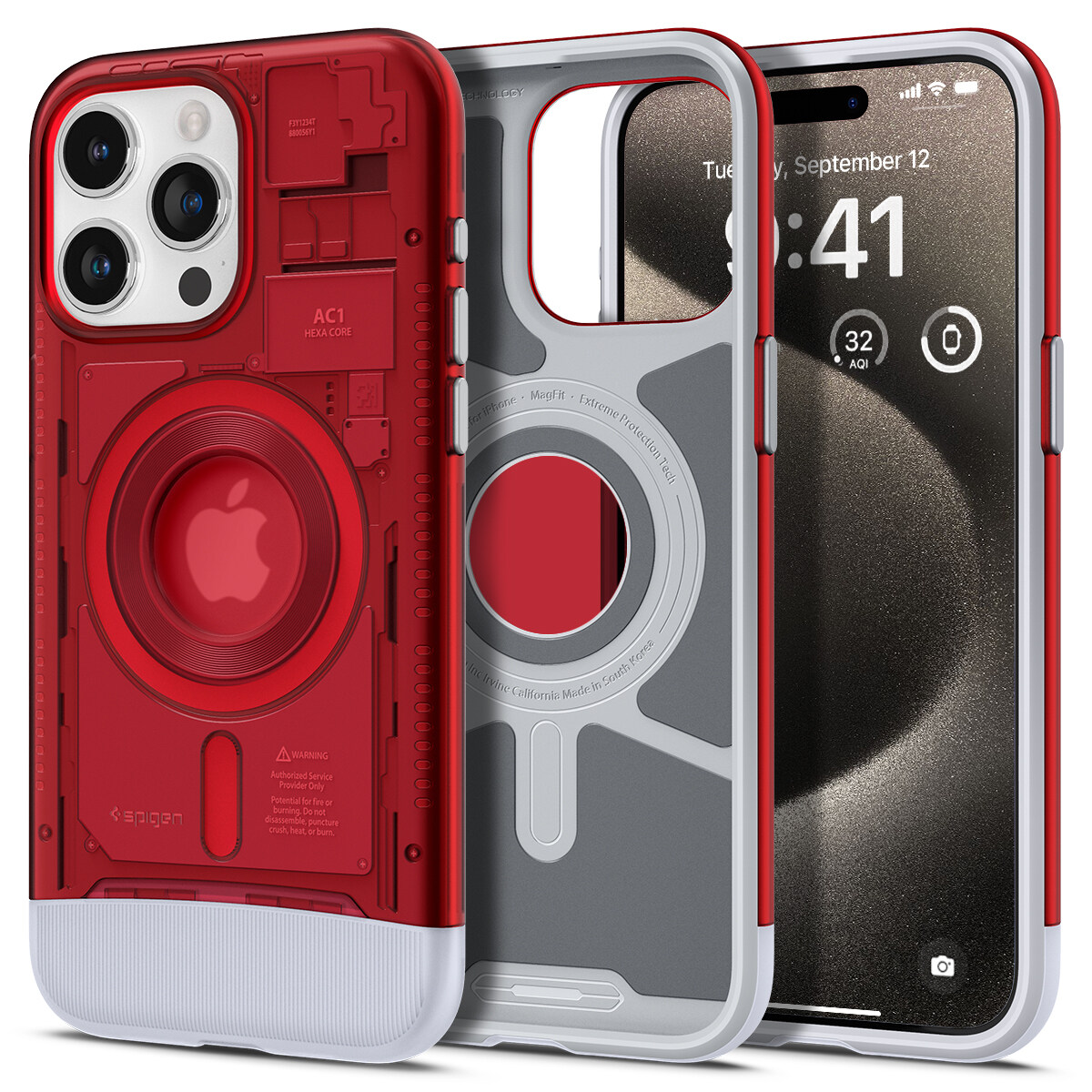 SPIGEN Case for iPhone 15 Series [Classic C1 Mag Fit] Retro Translucent