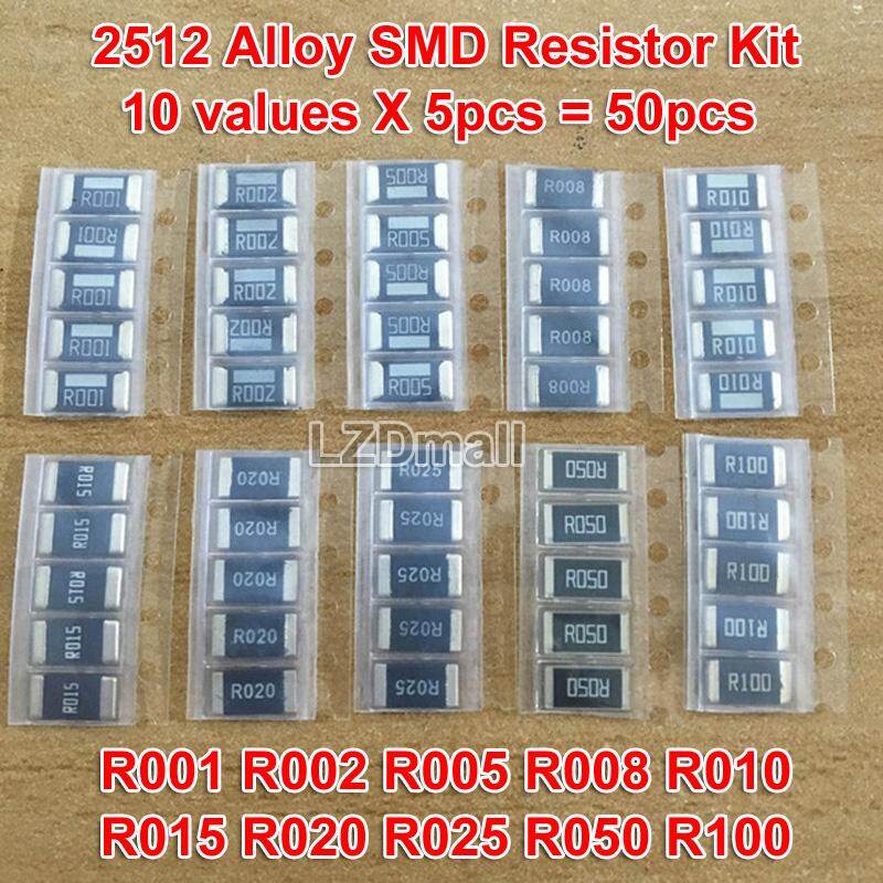50pcs alloy resistance 2512 smd resistor 2w samples kit ,10 kindsx5pcs=50pcs r001 r002 r005 r008 r010 r015 r020 r025 r050 r100