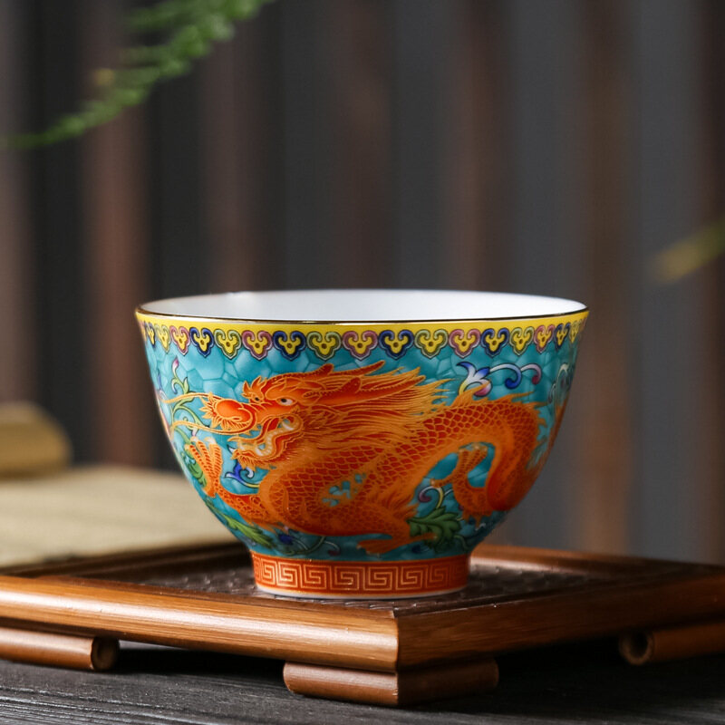 Jingdezhen Cốc Tùy Chỉnh Hình Rồng Và Phượng Nhiều Màu Tráng Men Cốc Bậc Thầy Bộ Trà Kung Fu Bằng Gốm Cốc Trà Quà Tặng