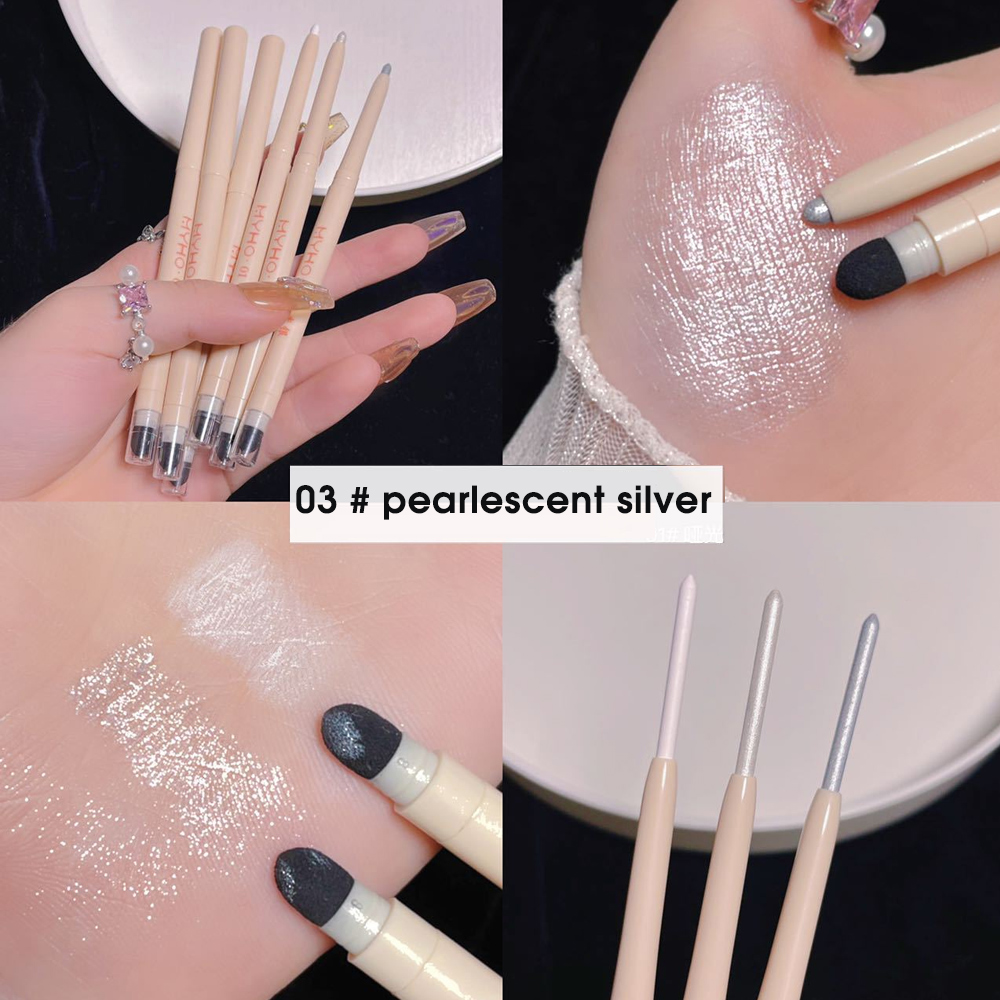 Pearlescent Highlight Pen Brighten Silkworm with Sponge Head Diamond Eyeshadow Pen