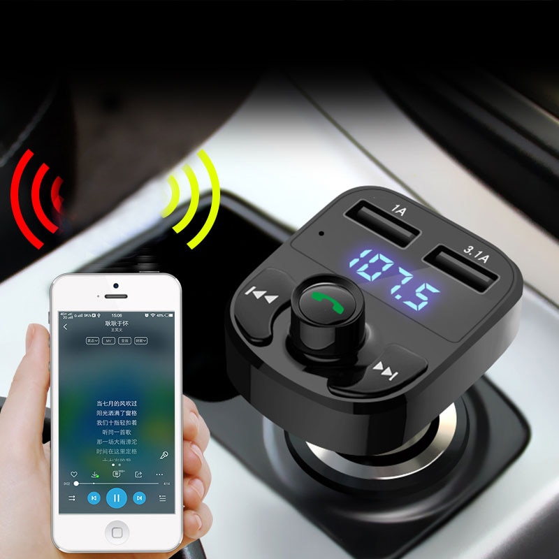 Car Bluetooth 5.0 FM Transmitter Wireless Handsfree Audio Receiver Auto MP3 Player 3.1A Dual USB Fast Charger Car Accessories