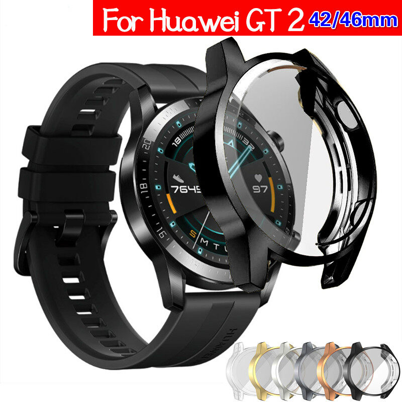 Soft TPU Case for Huawei Watch GT 2 42mm 46mm Smart Watch Huawei GT2 46mm 42mm Soft Plated All-Around Screen Protector Cover Bumper Cases