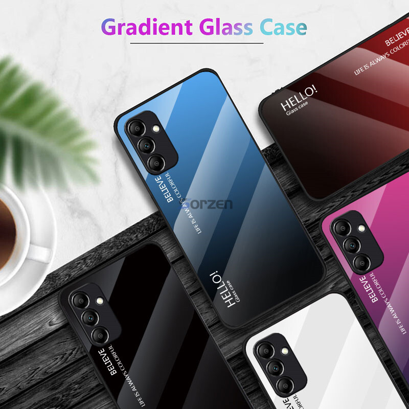Đối với Samsung Galaxy A14 5G Vỏ bằng kính cường lực Gradient chống va đập Vỏ bảo vệ toàn diện Mặt sau