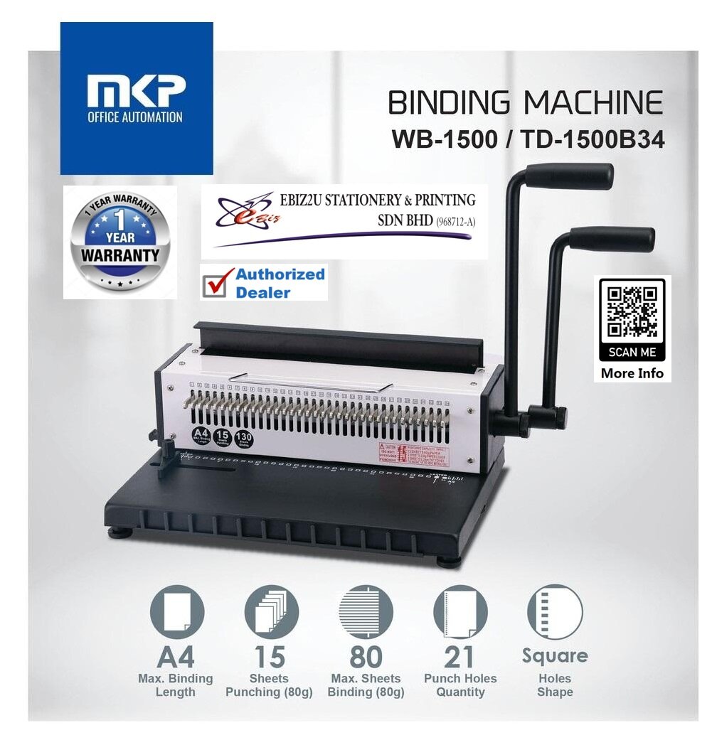MKP Wire Binding _ Binder Machine WB-1500 (120 sheets) ( WB1500 ...