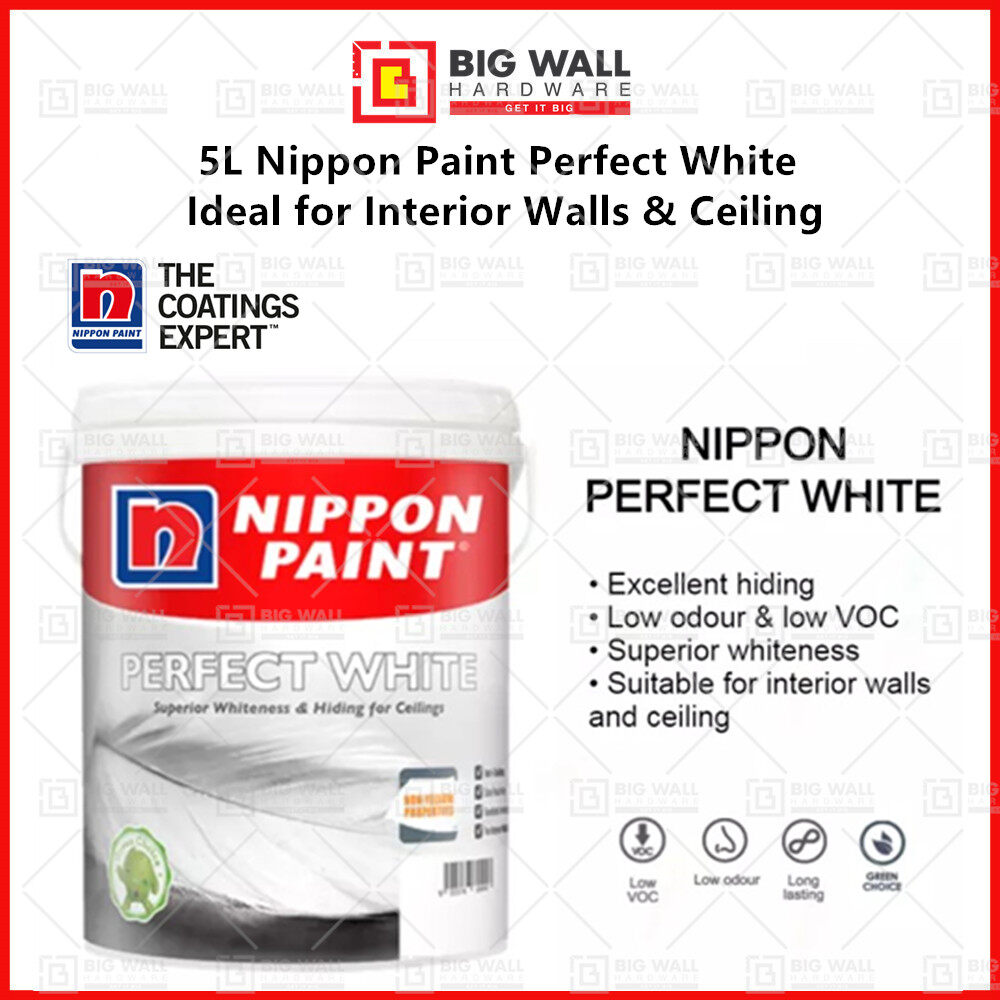 5L / 20L NIPPON Paint Perfect White Interior Walls & Ceiling Dinding