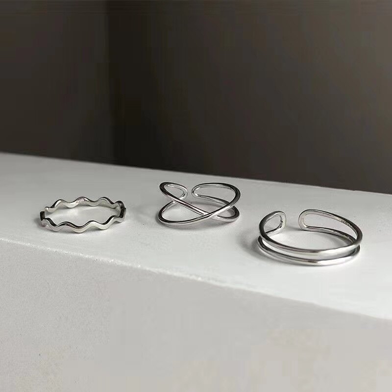17MILE 4Pcs/Set Simple Pearl Ring Set Colorful Beads Adjustable Rings Gold Ring for Women Accessories Jewelry