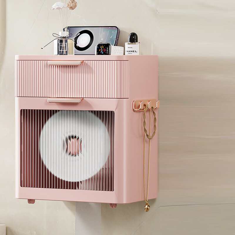 XINLANYASHE toilet paper box tissue box tissue box tissue box toilet paper box Wall-mounted, no need to drill, waterproof, can be used for both roll tissues and tissue box sheets. Wall-mounted tissue box, non-perforated, bathroom toilet paper box, waterpr