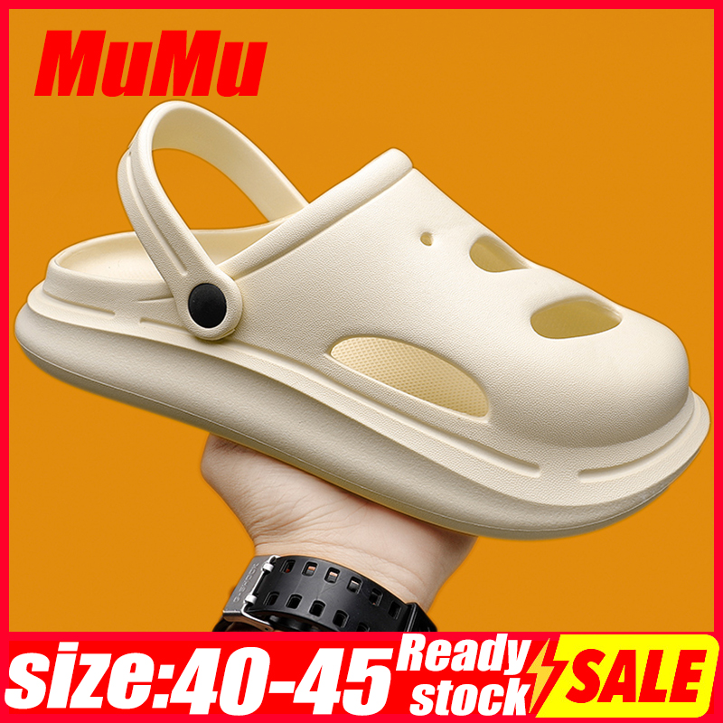Fashion Mens Clogs Sandals EVA Lightweight Beach Slippers Non-Slip Garden Clog Shoes Male Casual Flip Flops Big Size 45