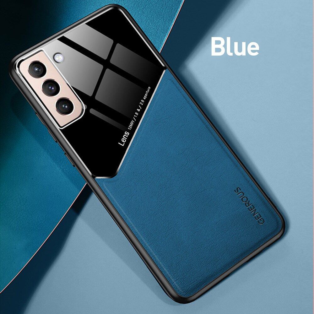 Casing for Samsung Galaxy S21 FE 5G Case, Magnetic Leather Shockproof Case Glass Camera Protection Phone Cover Magnetic Car Bracket Full Protective Casing Back Cover for Galaxy S21FE