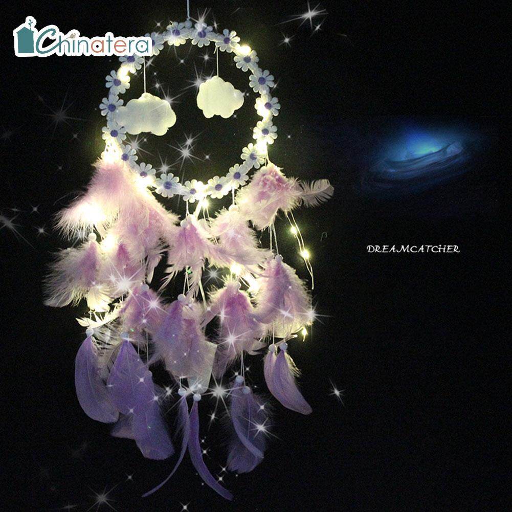 [Chinatera] INS LED Flowers Clouds Feathers Dream Catcher String Lights Bedroom Hanging Pendant Dreamcatcher Decorative Night Lamp Birthday Gift
