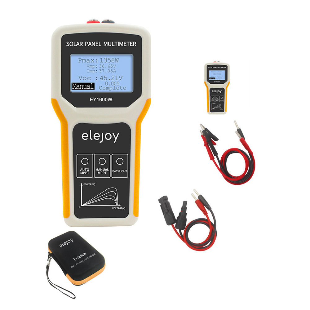 Cảm biến thông minh 1600 Wát quang điện Bảng điều chỉnh vạn năng tấm năng lượng mặt trời MPPT Tester mở mạch kẹp thử điện thiết bị công suất tối đa điểm công suất dòng điện Áp Màn hình LCD công tơ mét kiểm thử với đèn nền
