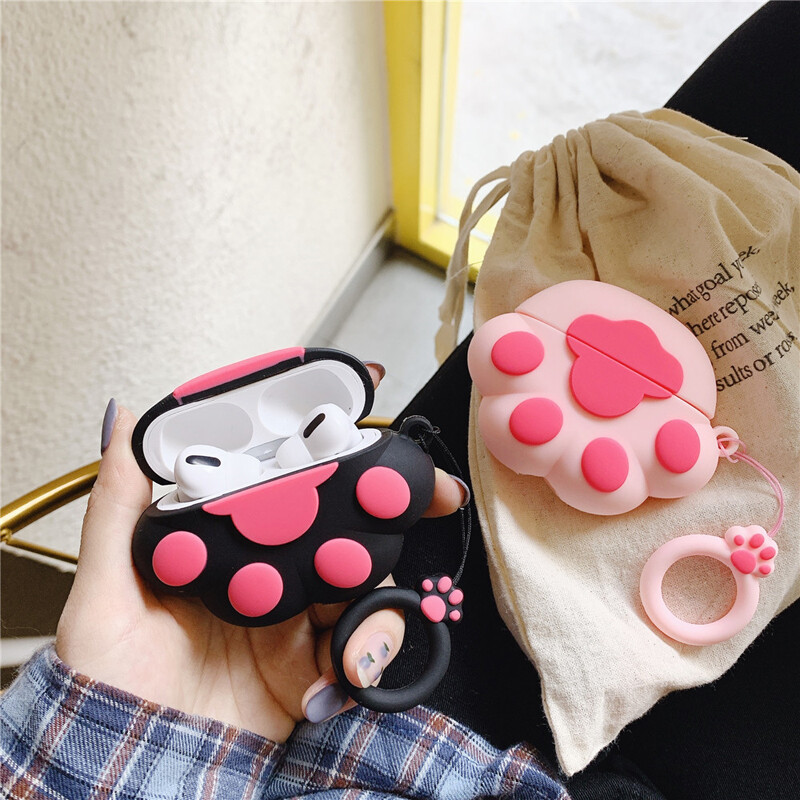 Ốp bảo vệ chân Mèo Tai nghe không dây Bluetooth thiết kế 3D dễ thương cho Apple Airpod 4 Silicon mềm Vỏ chống sốc cho AirPods 3 Pro 2 1 phụ kiện hộp sạc