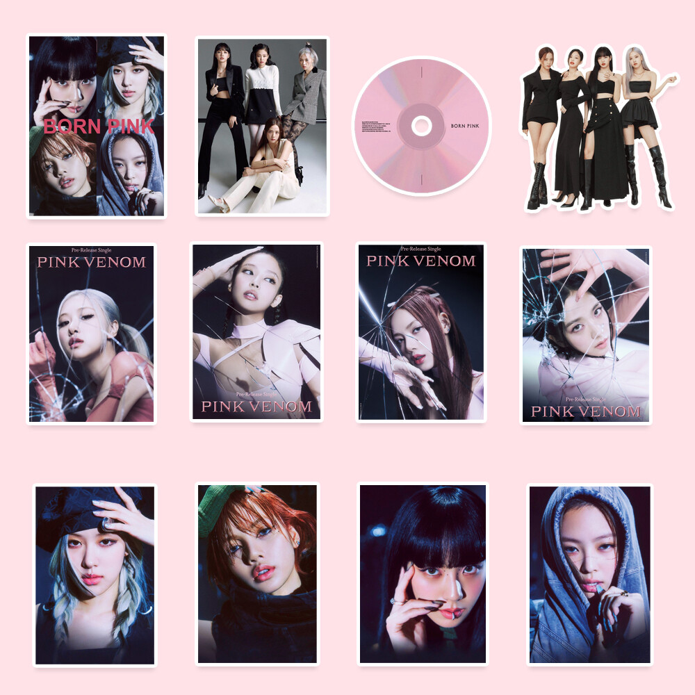 csbi 100pcs/set Kpop BLACKPINK 2022 New Album BORN PINK PVC Stickers Album for Laptop Luggage Patches Skateboard Sticker