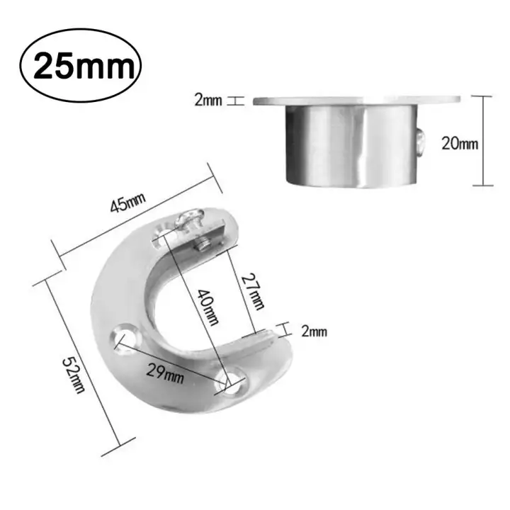 2pcs Closet Pole Sockets Set Of 2pcs U Shape Rod Socket Flange Set
