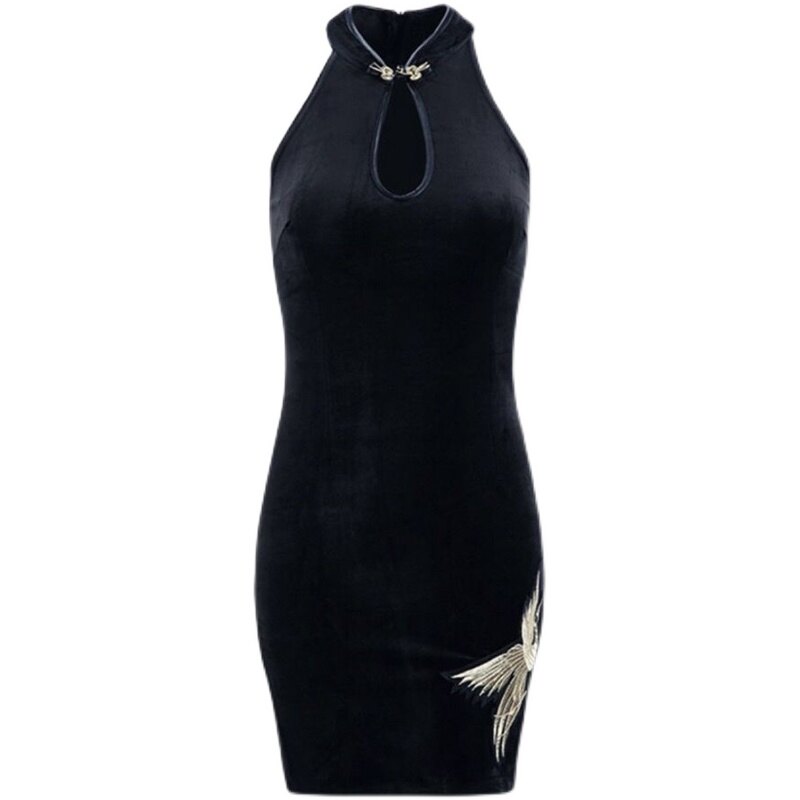Women Split Dress Slim Short Buttocks Cheongsam Dress