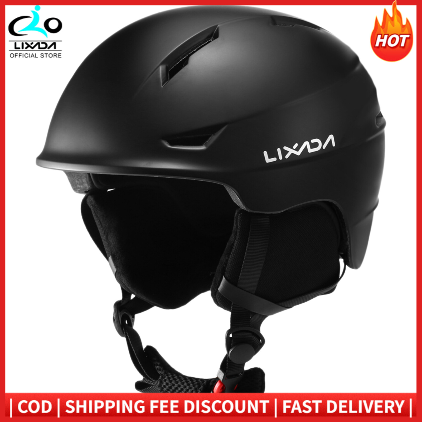 Lixada Snowboard Helmet with Detachable Earmuff Men Women Safety Skiing Helmet with Goggle Fixed Strap Professional Skiing Snow Sports Helmet