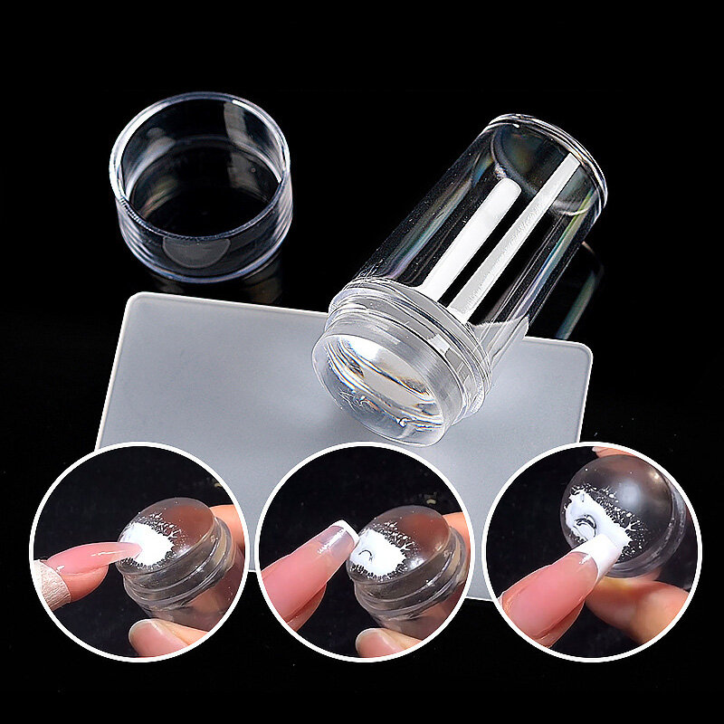 2pcs/set Nail Art Seal Crystal Silicone Con dấu trong suốt Nail Art Painted Transfer Tool