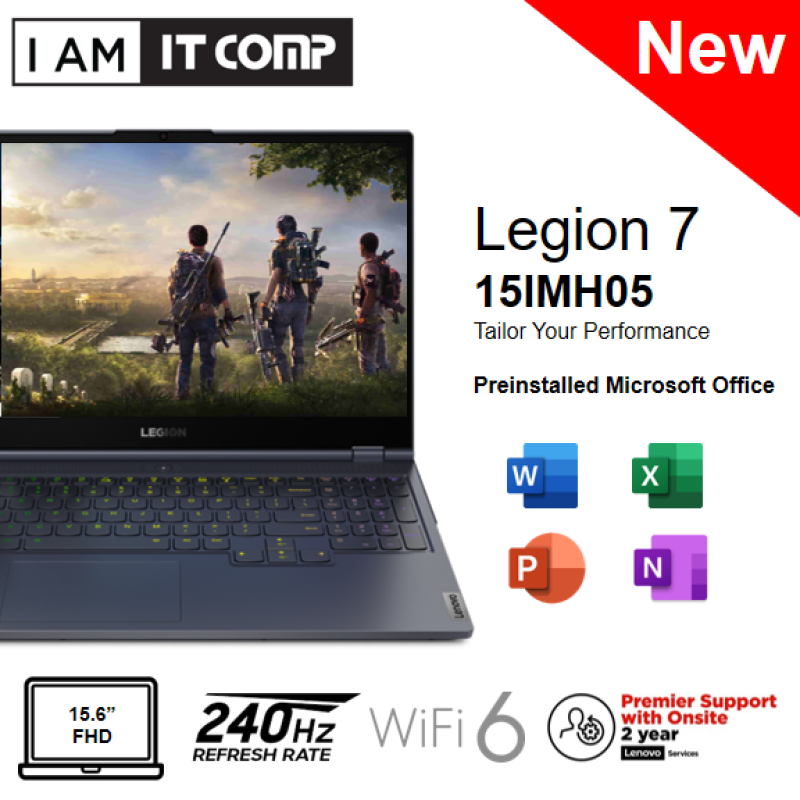 Lenovo Legion 7 15IMH05 81YT0065MJ 15.6 FHD 240Hz Gaming Laptop ( i7-10750H/16GB/1TB SSD/RTX2070 MaxQ 8GB/W10) FOC LEGION ARMORED BACKPACK Malaysia