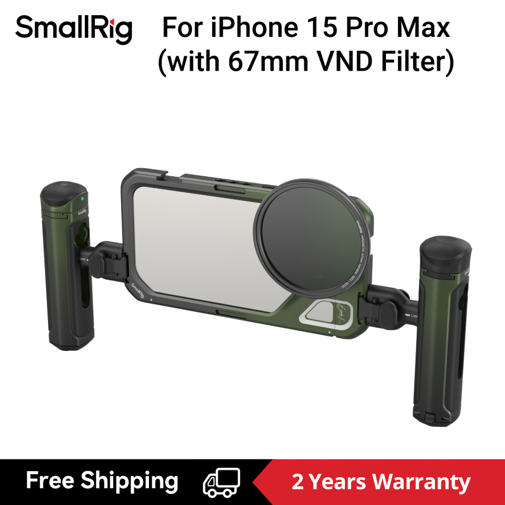 Smallrig x brandon li mobile video cage kit with wireless bluetooth remote control side handle 67mm vnd filter for iphone 15 pro max 4407 / 4473