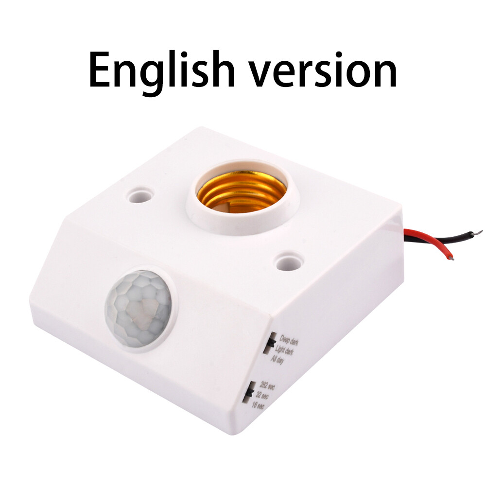 Dipprun 110-240v e27 led bulb base human induction motion sensor light socket adapter holder with infrared sensor