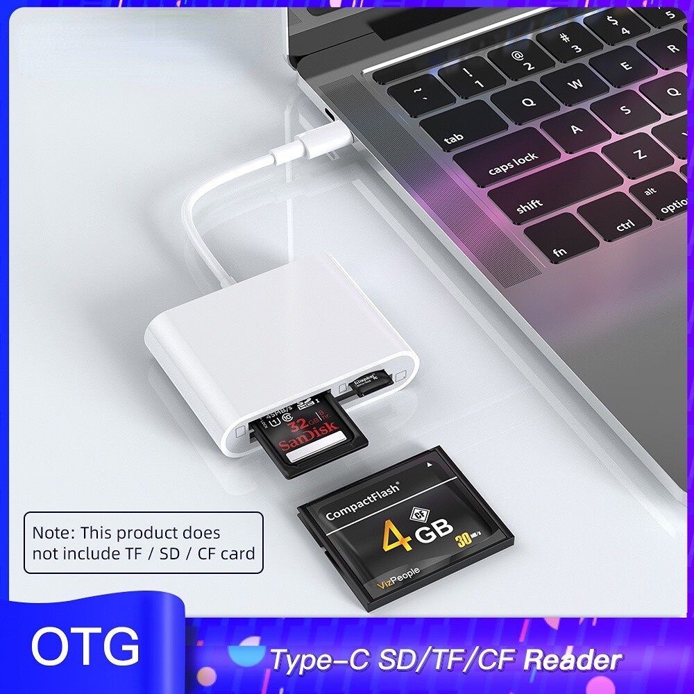 Atoyin Đầu Đọc Thẻ Type-C Bộ Mở Rộng Bộ Nhớ Điện Thoại Bộ Chuyển Đổi Bộ Nhớ Máy Ảnh TF/SD/CF Cho Huawei Realme Xiaomi Bộ Chuyển Đổi OTG
