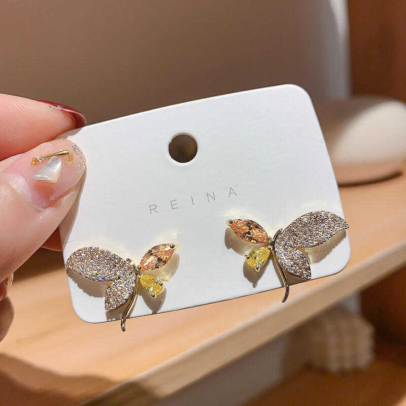 Frascati Fashion Personality Lovely Butterfly Stud Earrings Cute Enamel Beautiful Earrings For Women Trendy Alloy Jewelry Accessor