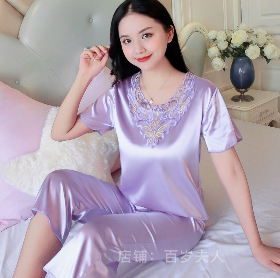 Summer pajamas home service women's short-sleeved new silk summer suit ladies ice silk spring and autumn