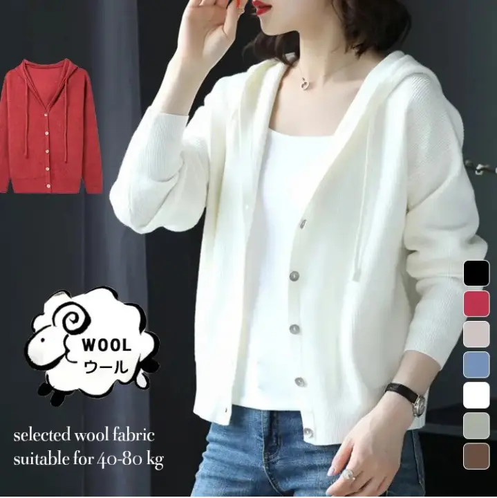 button down hooded knitted cardigan