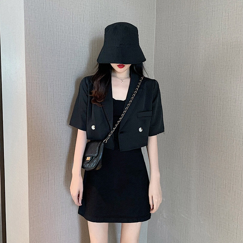 SHUFU 2613 Ready Stock short sleeve blazer for women plus size cardigan korean style croptop sale plain suit lapel coat