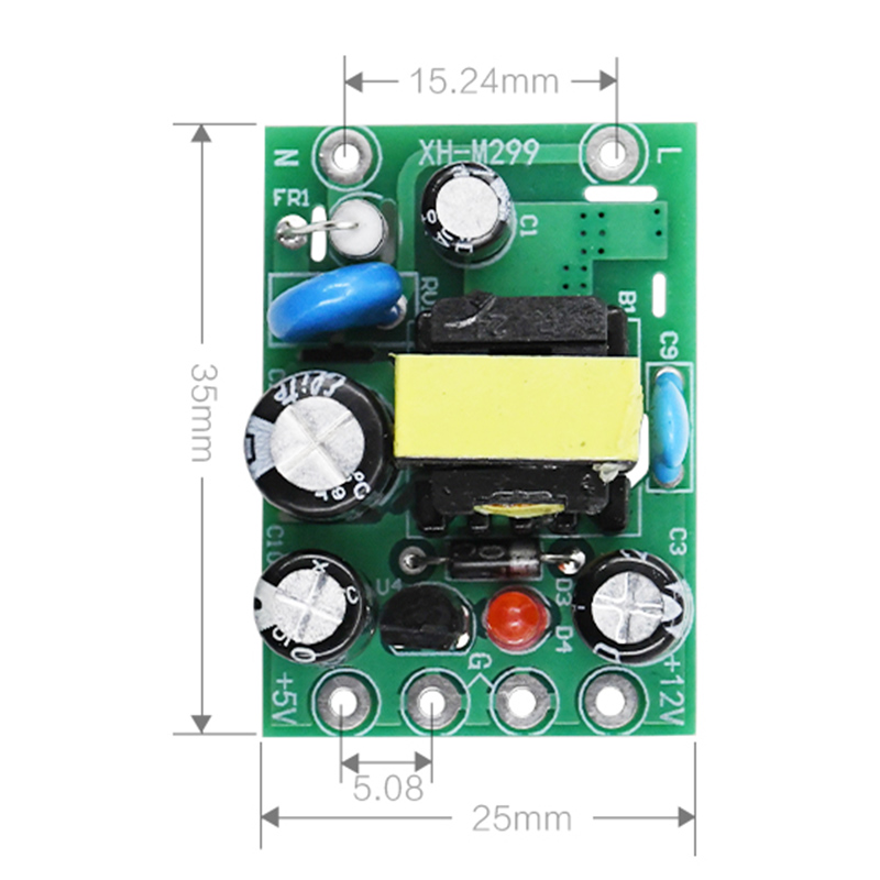 Bảng Mạch PCB Cách Ly XH-M299 AC Và DC Đầu Vào 110-220V Đầu Ra 12V 0,5A + 5V Mô-đun Nguồn Chuyển Mạch