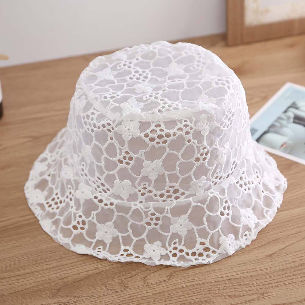 YUN07 Girl Thin Portable Flower Basin Mesh Hollow Sun Protection Pure Color Caps Lace Bucket Hat Sun Hat Sun Cap Female Hats