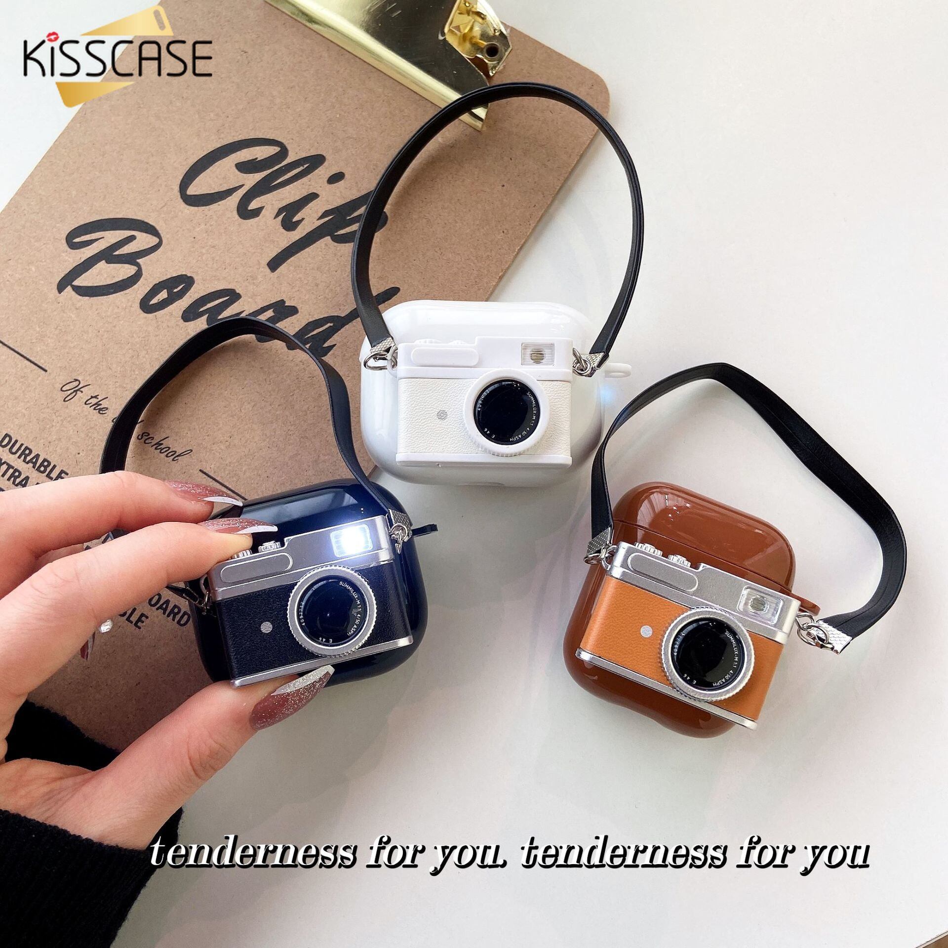 KISSCASE Retro Luminous Camera Case For Airpods 1 2 3 Pro Wireless Bluetooth Pro Headset Case Soft Silicone Protector Case