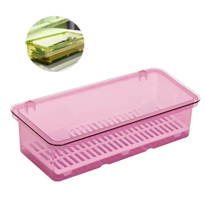 Sealavender Square Kitchen Utensil Organizer With Lid And Drainer
