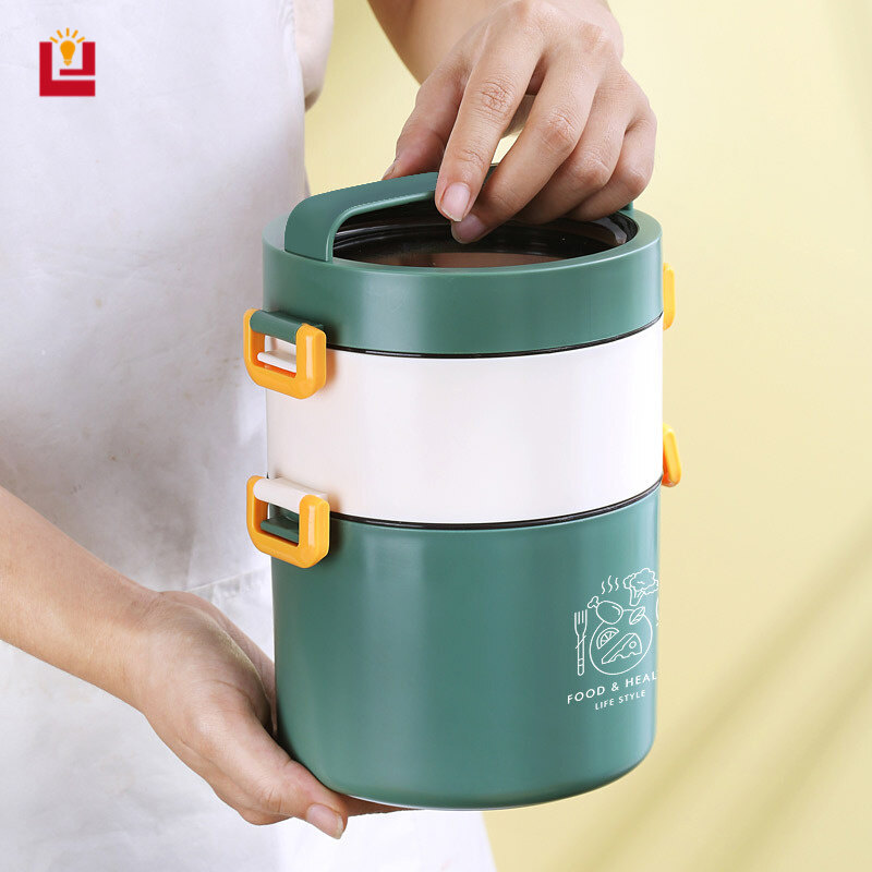 Student Lunch Box Office Lunch Box Lunch Box Bento Box Round Plastic Microwave Multilayer Large Capacity