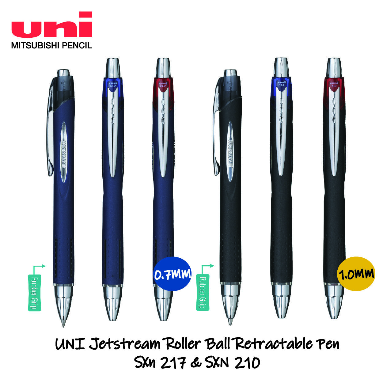 Penna Uni Ball Jetstream SXN-210 - Punta 1mm, Scrittura Fluida, Confezione Da 3 - Foto 4