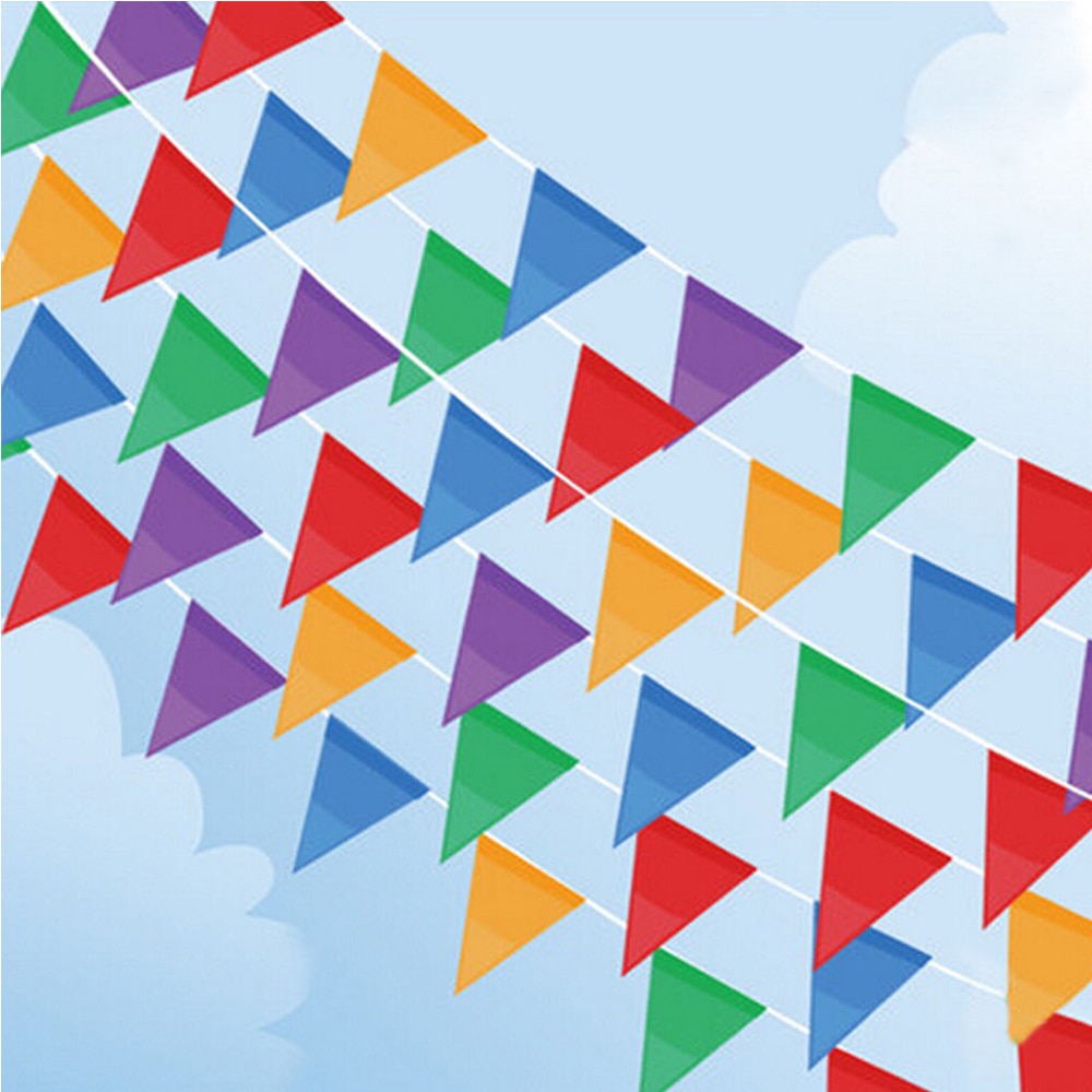 10M Colorful Banner Bunting Pennant Flags Cute Party Wedding Rainbow ...