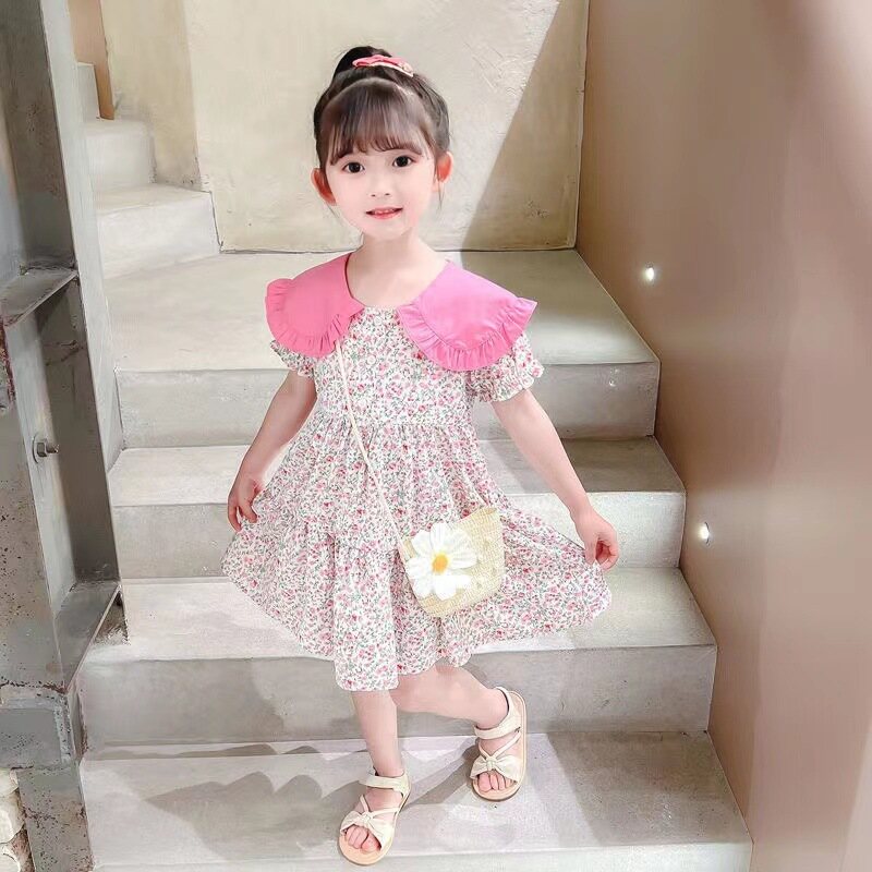 HOBIBEAR girls summer cute floral dress summer new girl princess skirt