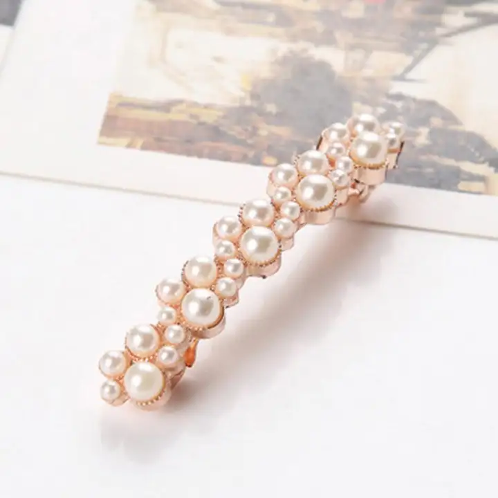 Elegant Women Pearl Crystal Hair Clips For Girls Rhinestones Hair