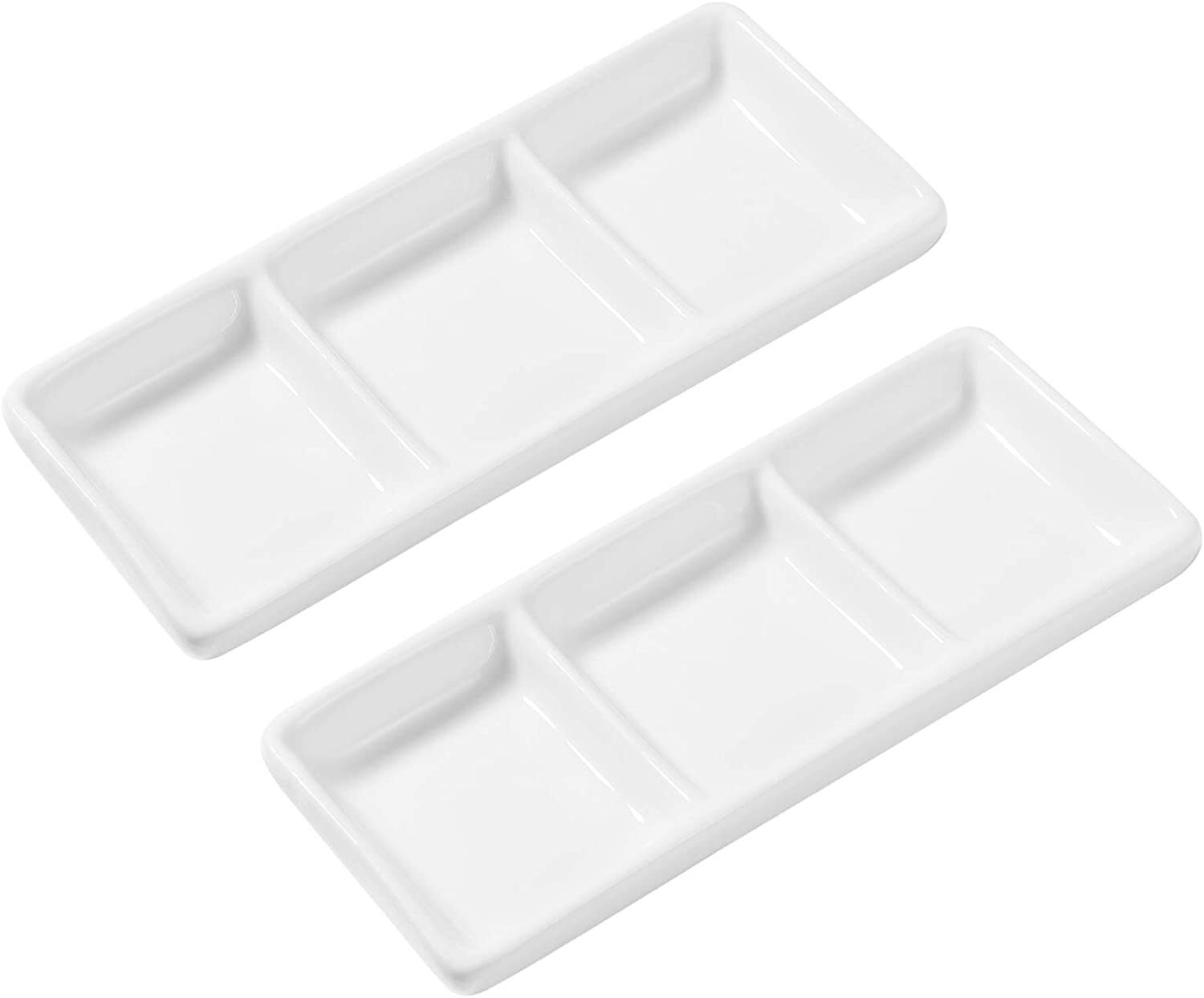 DAFIFY 3 Compartment Ceramic Appetizer Sauce Dishes Serving Tray Porcelain Tableware Microwave Safe