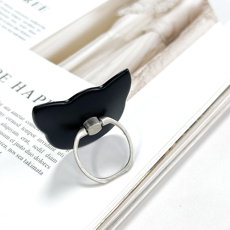 Jizetin Small Black Cat Ring Bracket Stick-on Type Ring Buckle Mobile Phone Case Ring Bracket